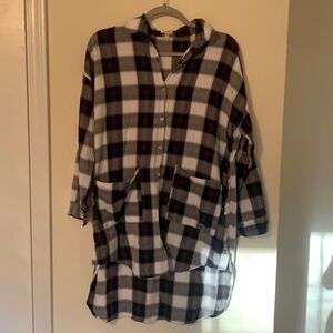 Comfy long sleeve button up blouse tunic w/ pockets